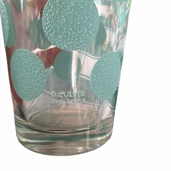 Set of 4 Textured Polka Dot Vintage Culver Glasses Two Green Two Blue EC MCM - Picture 3 of 3